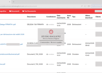 area riservata dell'erp per lo studio commercialista Baglioni