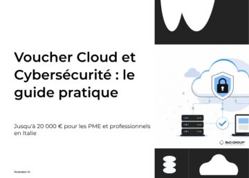 Illustration d'un cloud protégé par un cadenas, relié à des serveurs et des ordinateurs
